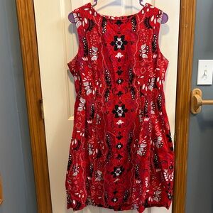New York & Company Vibrant Red Patterned Dress
